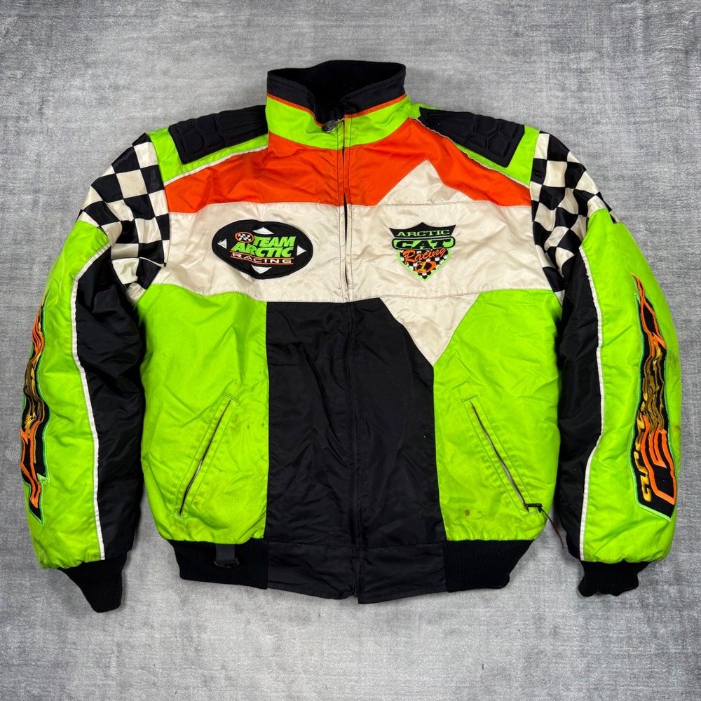 Arctic Cat Jacket Mens Large Neon Green Vintage 80s 3 In 1 Thinsulate Snowmobile